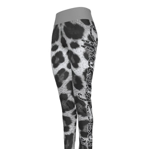 Officially Sexy Snow Leopard Print Collection Women's Grey High Waist Leggings #2 (English) 4