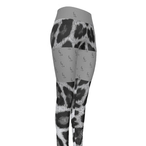 Officially Sexy Snow Leopard Print Collection Women's Grey High Waist Thigh High Booty Popper Leggings #2 No OS (English) 2
