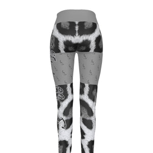 Officially Sexy Snow Leopard Print Collection Women's Grey High Waist Thigh High Booty Popper Leggings #2 No OS (English) 3