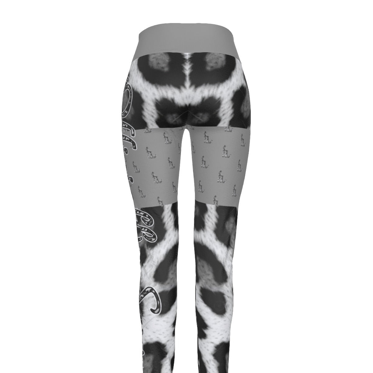 Officially Sexy Snow Leopard Print Collection Women's Grey High Waist Thigh High Booty Popper Leggings #2 (English) 3