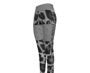 Officially Sexy's Snow Leopard Print Collection Women's High Waist Thigh High Booty Popper Leggings Without The OS On The Thighs