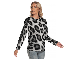 Officially Sexy Snow Leopard Print Collection Women's O-neck Long Sleeve T-shirt (English) 