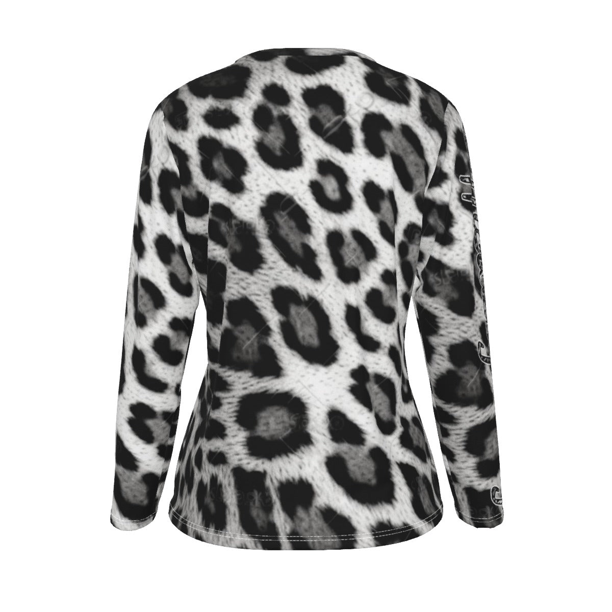 Officially Sexy Snow Leopard Print Collection Women's Oversized 190GSM Cotton AOP Leopard Print T-shirt (English) 3