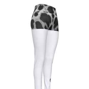  Officially Sexy Snow Leopard Print Collection Women's White AOP High Waist Booty Popper Leggings #2 (English) 2