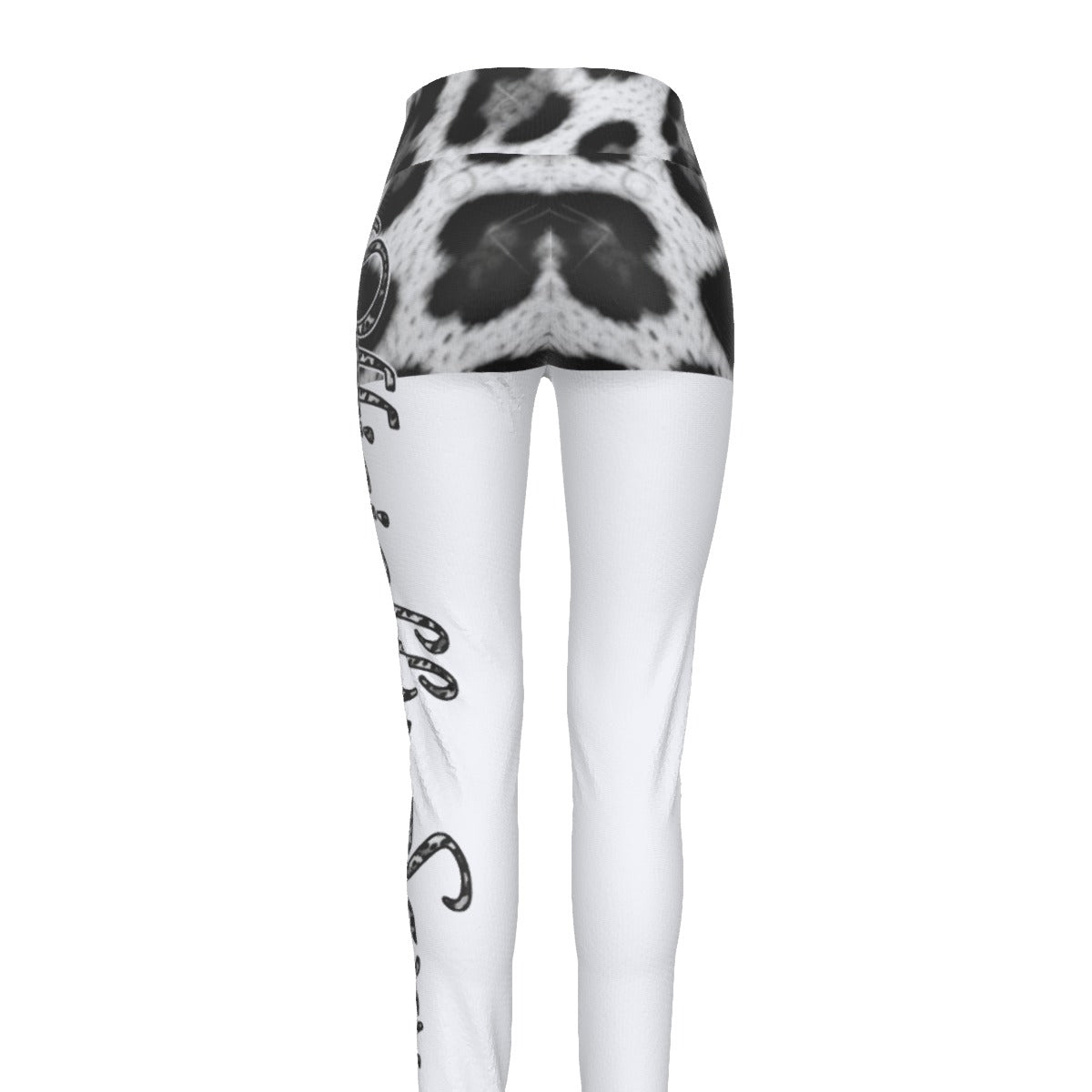  Officially Sexy Snow Leopard Print Collection Women's White AOP High Waist Booty Popper Leggings #2 (English) 3