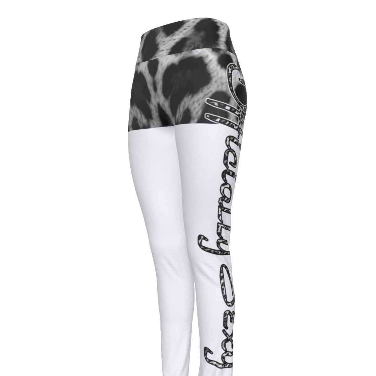  Officially Sexy Snow Leopard Print Collection Women's White AOP High Waist Booty Popper Leggings #2 (English) 4