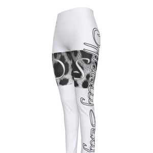 Officially Sexy Snow Leopard Print Collection Women's White High Waist Booty Popper Leggings 2.2 #2 (English) 4
