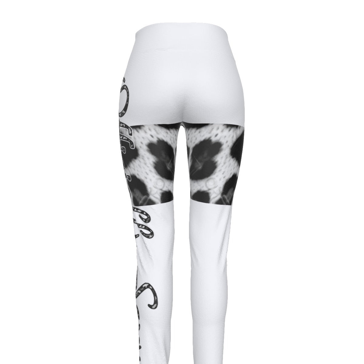 Officially Sexy Snow Leopard Print Collection Women's White High Waist Booty Popper Leggings 2 #2 (English) 3