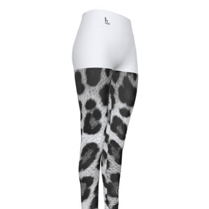 Officially Sexy Snow Leopard Print Collection Women's White High Waist Booty Popper Leggings #2 (English) 2 