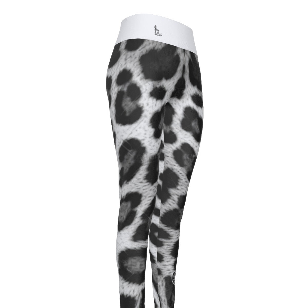 Officially Sexy Snow Leopard Print Collection Women's White High Waist Leggings #2 (English) 2