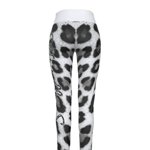 Officially Sexy Snow Leopard Print Collection Women's White High Waist Leggings #2 (English) 3