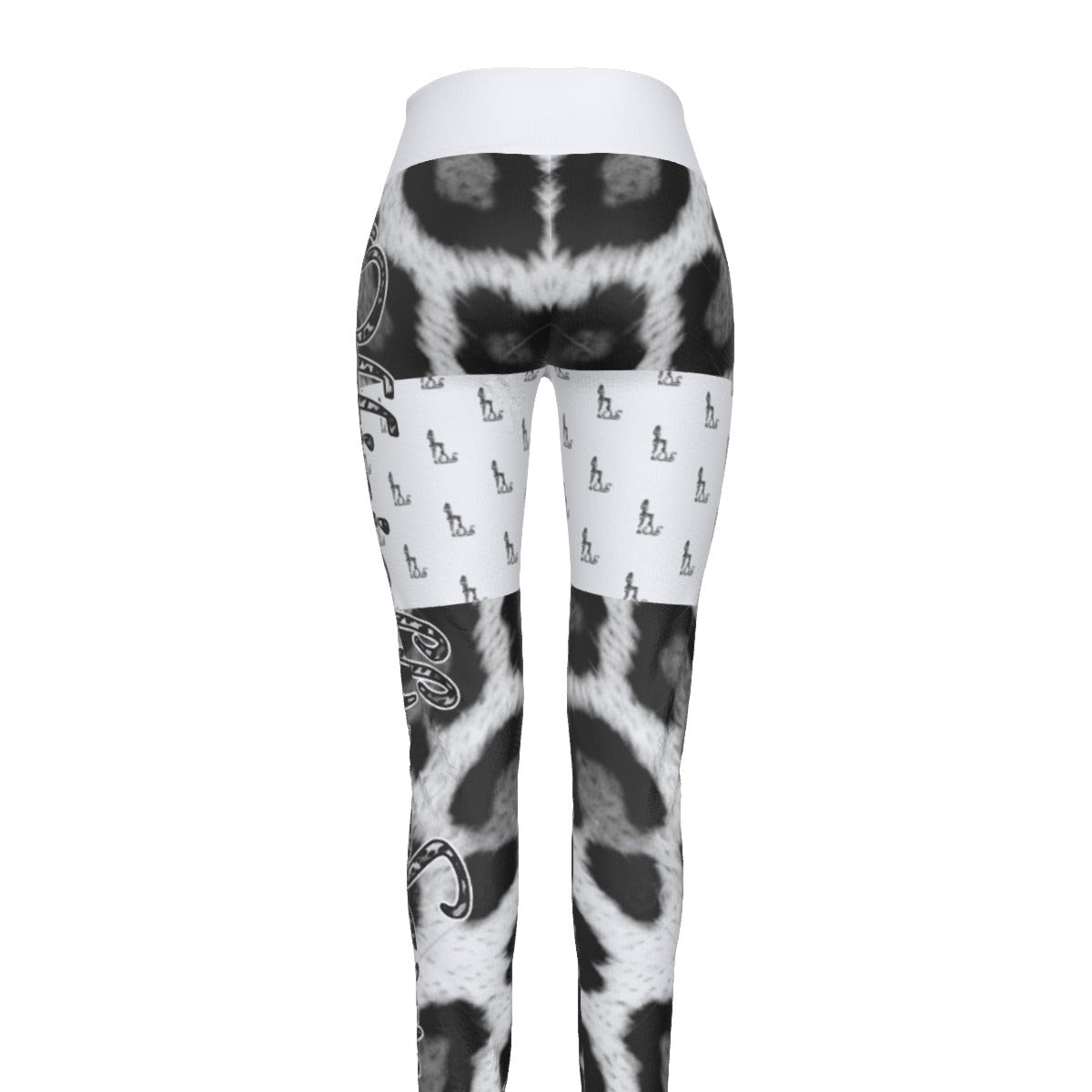 Officially Sexy Snow Leopard Print Collection Women's White High Waist Thigh High Booty Popper Leggings #2 (English) 3