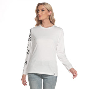 Officially Sexy Snow Leopard Print Collection Women's White O-neck Long Sleeve T-shirt (English) 1