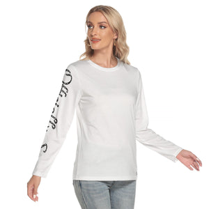 Officially Sexy Snow Leopard Print Collection Women's White O-neck Long Sleeve T-shirt (English) 2