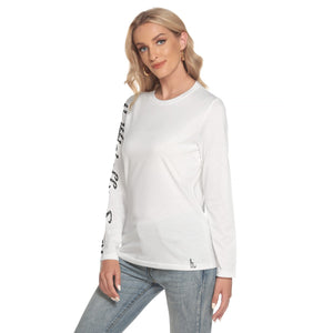 Officially Sexy Snow Leopard Print Collection Women's White O-neck Long Sleeve T-shirt (English) 4