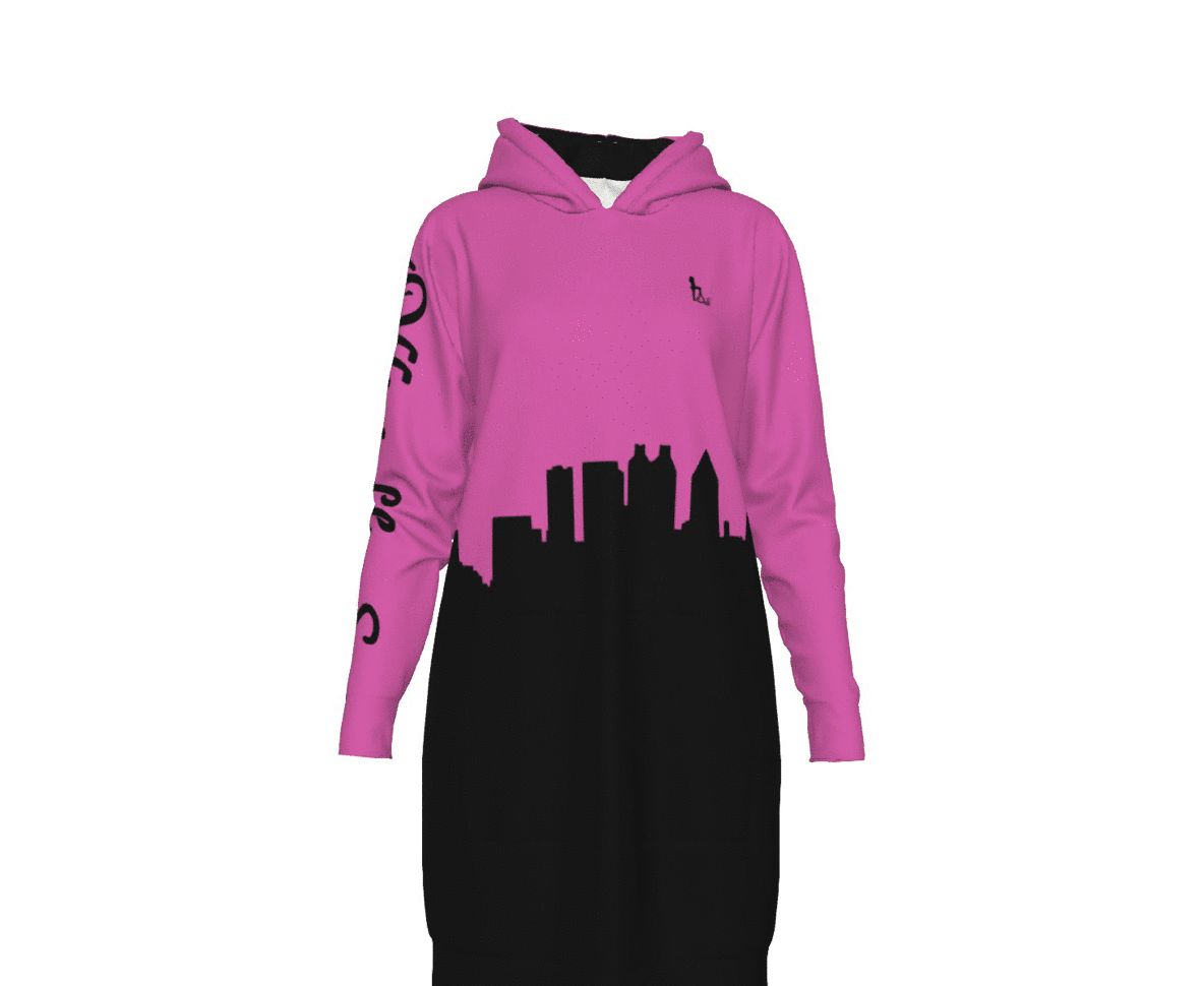 Officially Sexy English Atlanta Skyline Collection Women's Long Hoodie Bright Colors