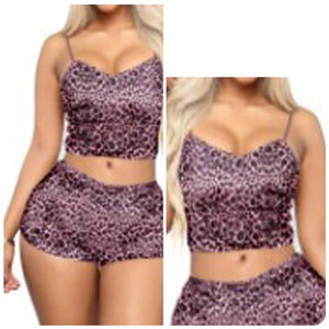 Women's Sexy 2 Piece Velvet Spaghetti Strap Top And Shorts Pajama Sleepwear Set