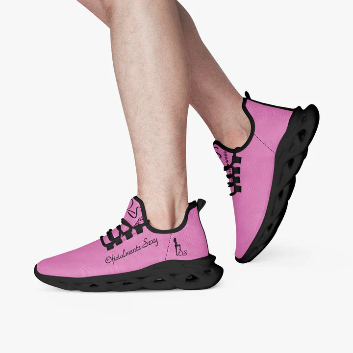 Portuguese Oficialmente Sexy Solid Color Collection Bounce Mesh Knit Sneakers - Pink e778bc