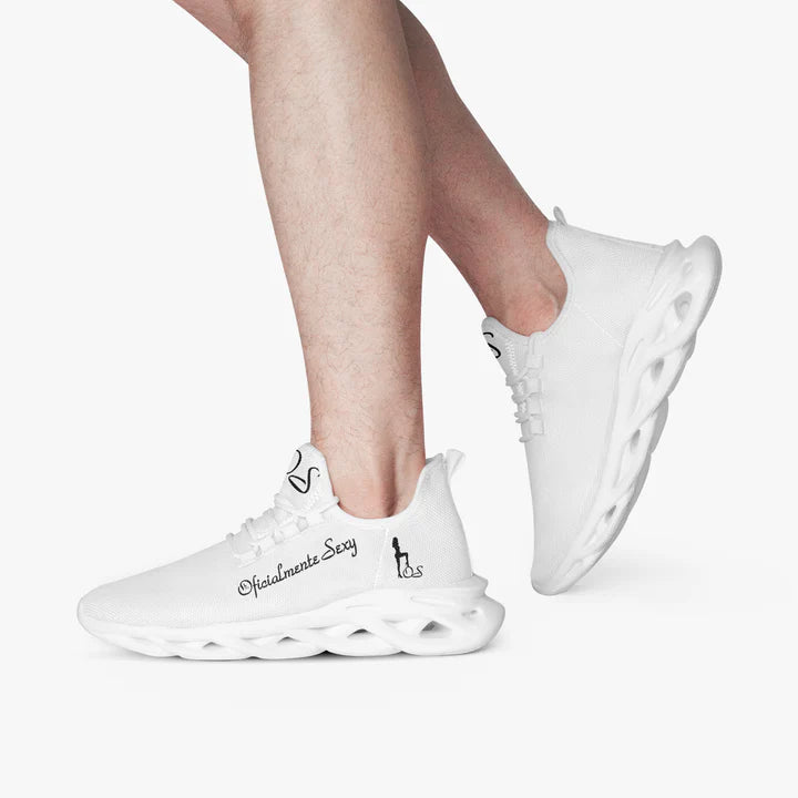 Portuguese Oficialmente Sexy Solid Color Collection Bounce Mesh Knit Sneakers - White And Black