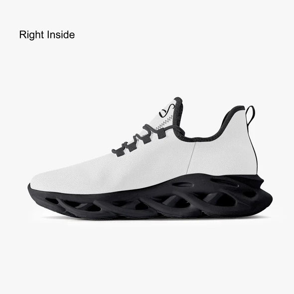 Portuguese Oficialmente Sexy Solid Color Collection Bounce Mesh Knit Sneakers - White And Black