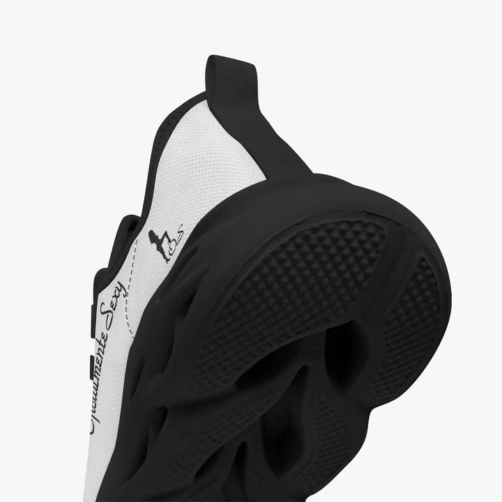 Portuguese Oficialmente Sexy Solid Color Collection Bounce Mesh Knit Sneakers - White And Black