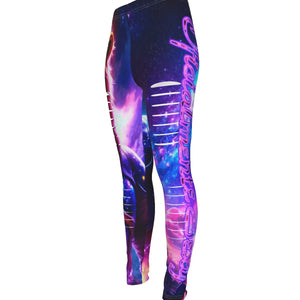 Officially Sexy Pink And Blue Space Lion Collection Women's Ripped Leggings
