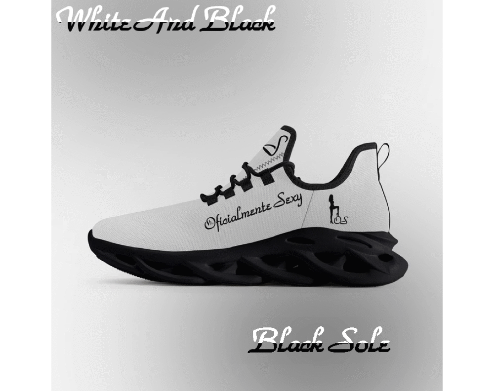 Portuguese Oficialmente Sexy Solid Color Collection Bounce Mesh Knit Sneakers - White And Black