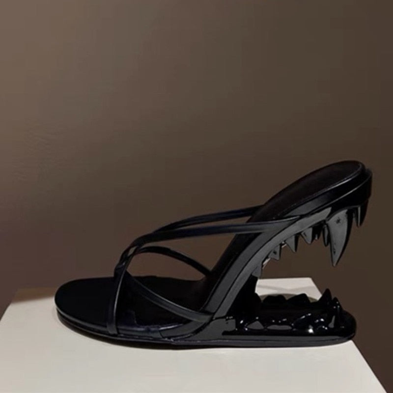 Women's Sexy Open Toe High Heel Metal Teeth Sandals