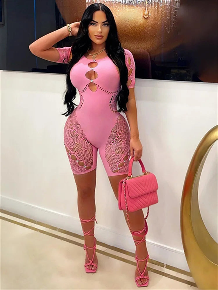 Women’s Sexy See Through Bodycon Jumpsuit Overalls