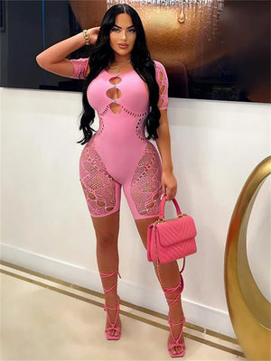 Women’s Sexy See Through Bodycon Jumpsuit Overalls