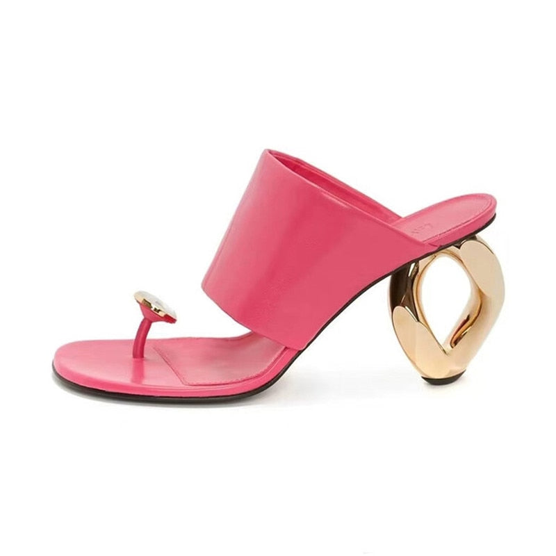 Women's Sexy Pin-Toe Square Head Shaped High Heel Sandals