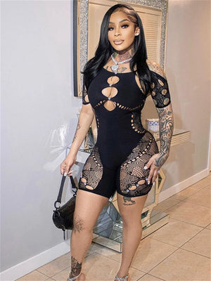 Women’s Sexy See Through Bodycon Jumpsuit Overalls