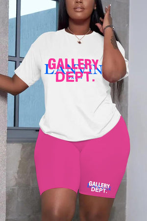 Sexy Women's Summer Casual Printed 2 Piece Short-sleeve Top and Shorts Set