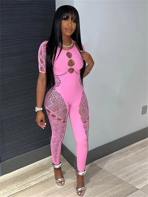 Women’s Sexy See Through Bodycon Jumpsuit Overalls