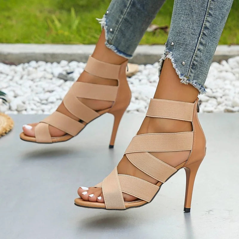 Women's Sexy Peep Toe High Heel Snake Sandals