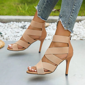 Women's Sexy Peep Toe High Heel Snake Sandals