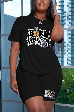 Sexy Women's Summer Casual Printed 2 Piece Short-sleeve Top and Shorts Set