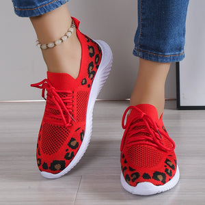 Women's Breathable Mesh Leopard Print Sport Sneakers - Stylish and Comfortable Women's sneakers