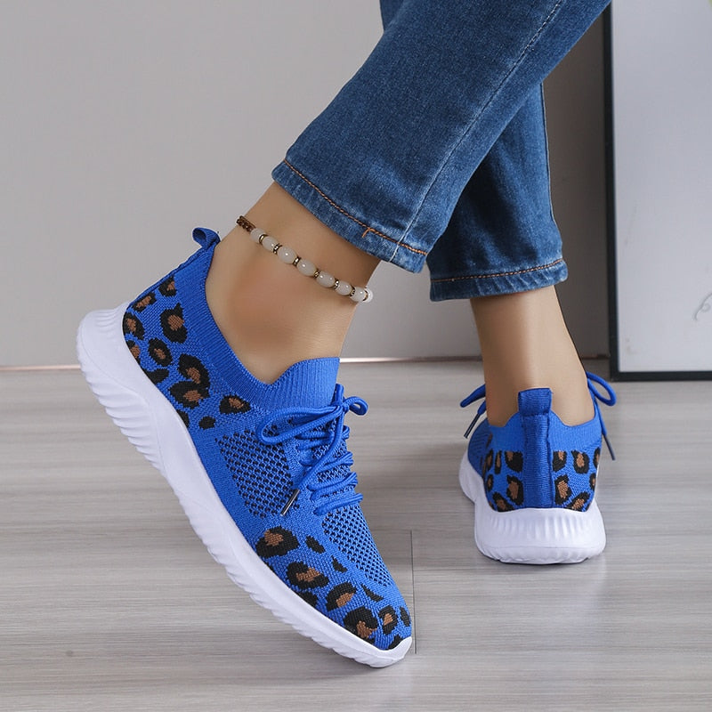 Women's Breathable Mesh Leopard Print Sport Sneakers - Stylish and Comfortable Women's sneakers