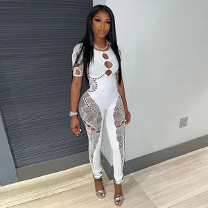 Women’s Sexy See Through Bodycon Jumpsuit Overalls