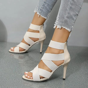 Women's Sexy Peep Toe High Heel Snake Sandals