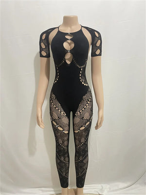 Women’s Sexy See Through Bodycon Jumpsuit Overalls