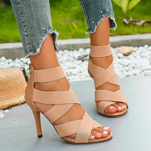 Women's Sexy Peep Toe High Heel Snake Sandals