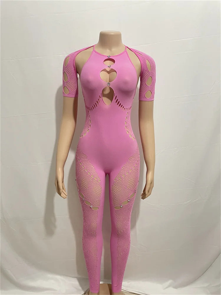 Women’s Sexy See Through Bodycon Jumpsuit Overalls