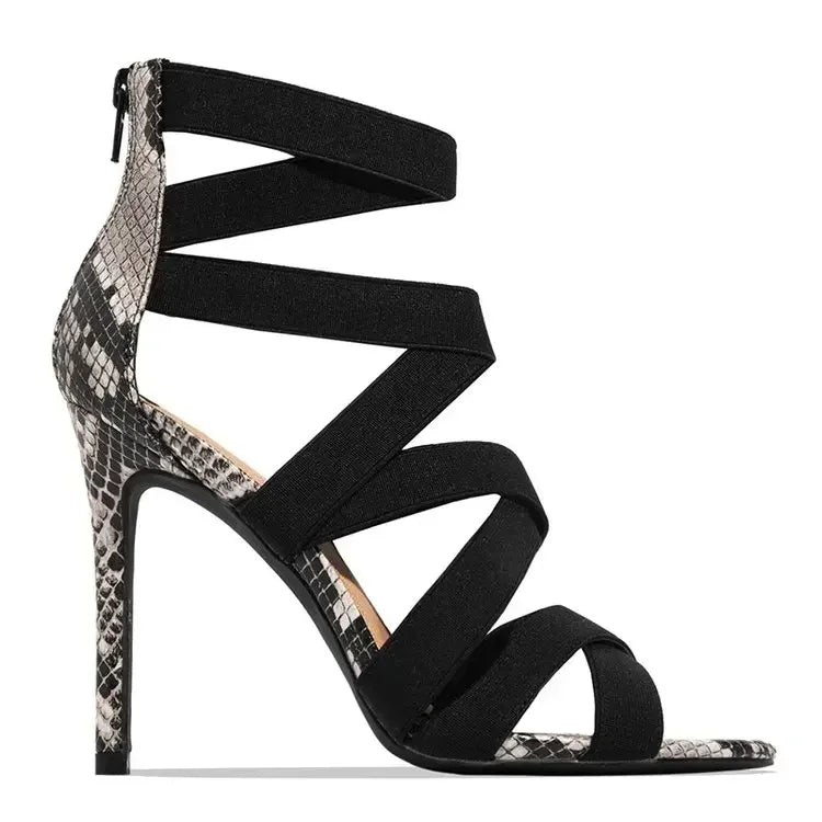 Women's Sexy Peep Toe High Heel Snake Sandals