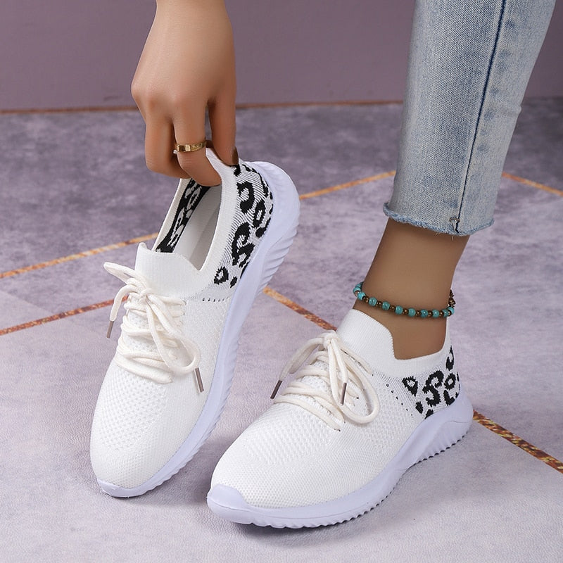 Women's Breathable Mesh Leopard Print Sport Sneakers - Stylish and Comfortable Women's sneakers