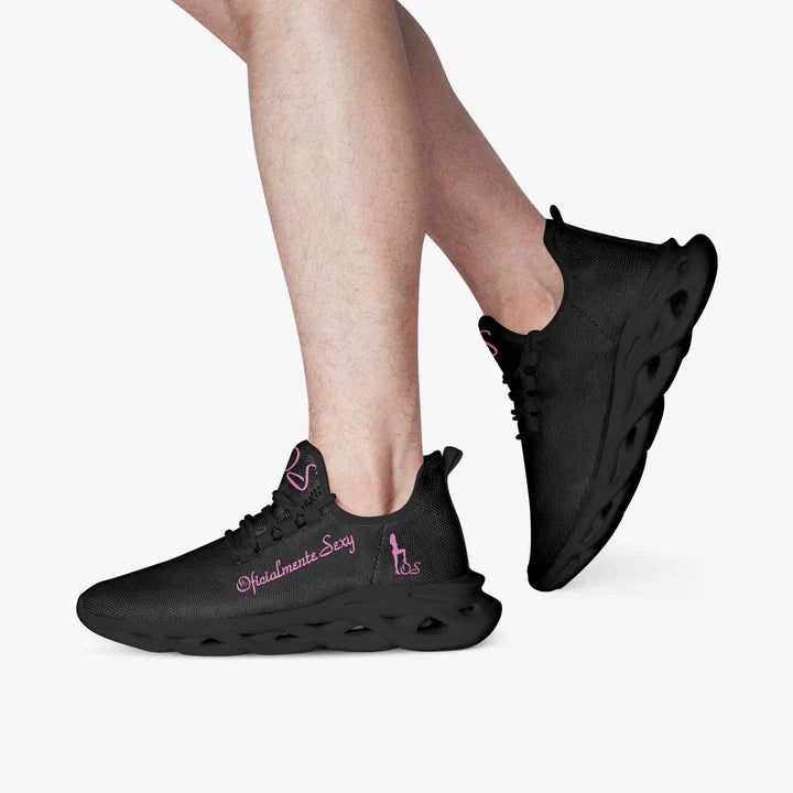 Spanish Oficialmente Sexy Solid Color Collection Bounce Mesh Knit Sneakers - Pink e778bc