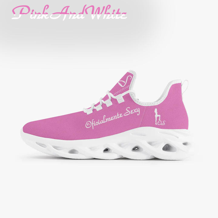 Spanish Oficialmente Sexy Solid Color Collection Bounce Mesh Knit Sneakers - Pink e778bc