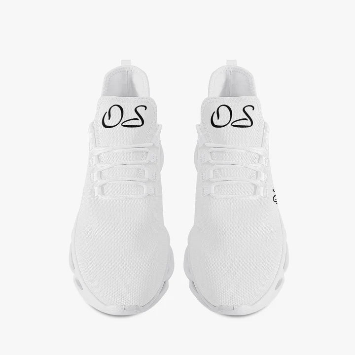 Spanish Oficialmente Sexy Solid Color Collection Bounce Mesh Knit Sneakers - White And Black