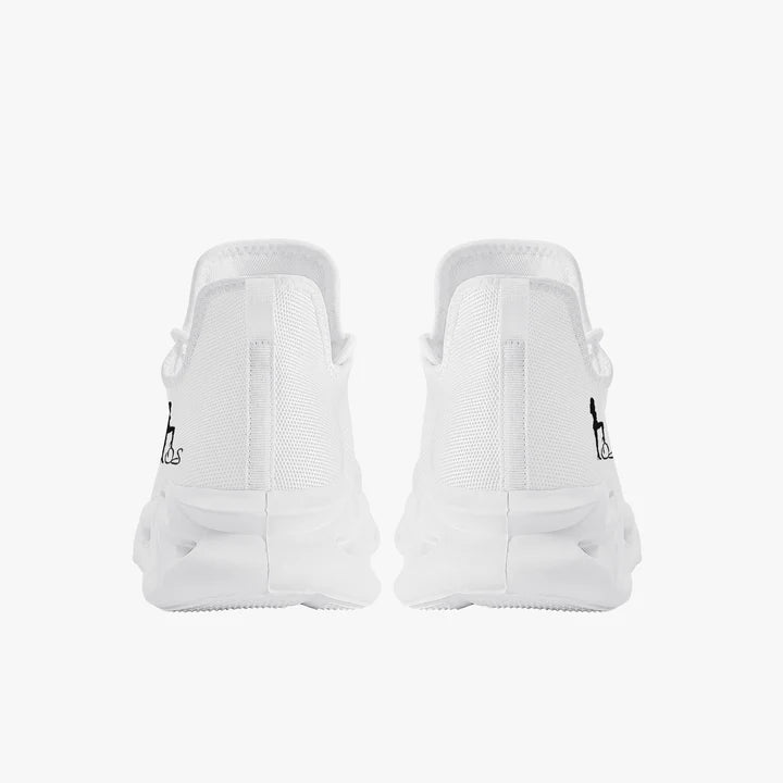 Spanish Oficialmente Sexy Solid Color Collection Bounce Mesh Knit Sneakers - White And Black